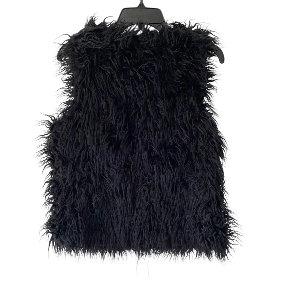 J. Crew Collection NWTS Black Faux Fur Vest size XS